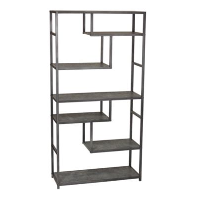Slate Faux Concrete Tall Open Shelf Bookcase