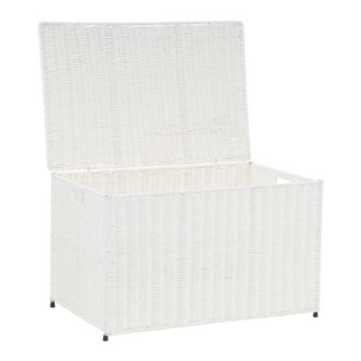 Large Wicker storage Chest, White 