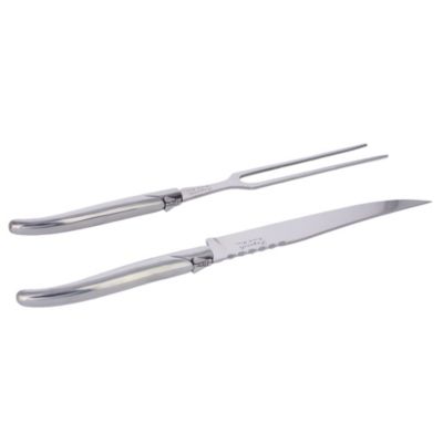 Laguiole Stainless Steel Carving Knife and Fork Set.