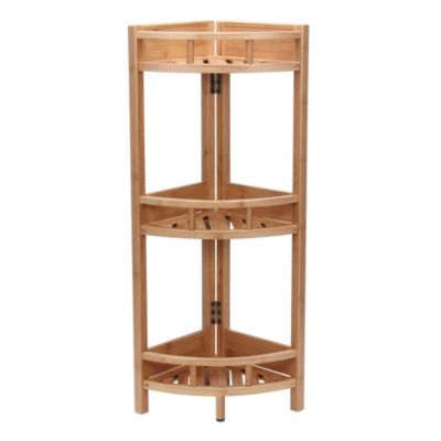 Household Essentials - Bamboo 3 Shelf Corner Storage Unit