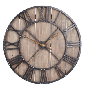 Household Essentials Roman Numerals Vintage Wall Clock In Barnwood