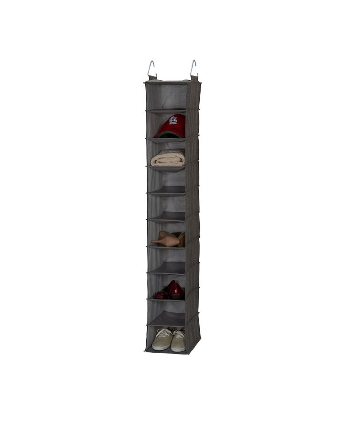 Household Essentials Gray Linen 10 Shelf Hanging Shoe Organizer
