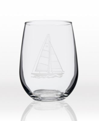 Sailboat Stemless 17Oz - Set Of 4 Glasses