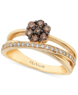 Le Vian - Chocolate Diamond&reg; (1/3 ct. t.w.) & Vanilla Diamond (1/6 ct. t.w.) Cluster Statement Ring in 14k Gold