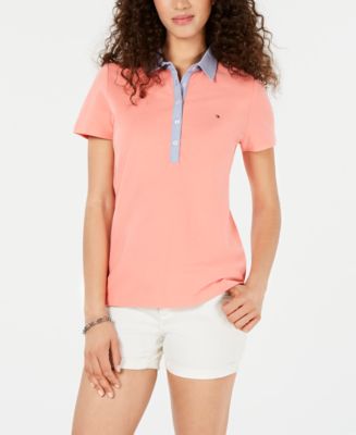 Tommy Hilfiger Contrast-Collar Polo Top, Created for Macy's - Macy's