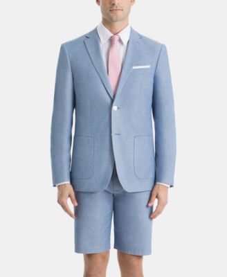 Shop Lauren Ralph Lauren Mens Ultraflex Classic Fit Chambray Suit Separates In Light Blue