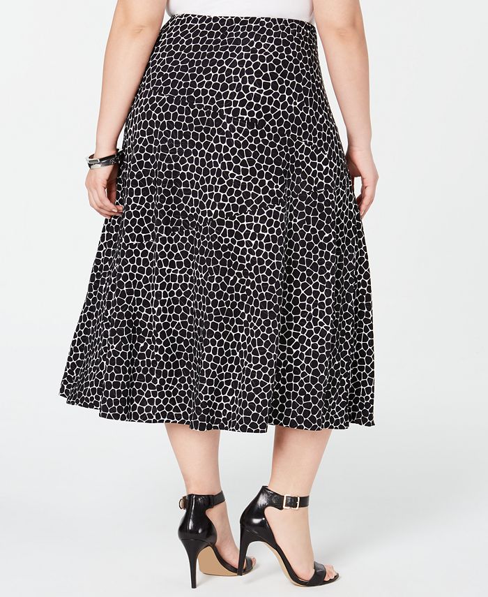 JM Collection Plus Size Printed Jacquard Midi Skirt, Created for Macy's ...
