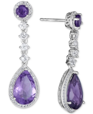 image of Amethyst (9 ct. t.w.) & White Topaz (1/5 ct. t.w.) Drop Earrings in Sterling Silver