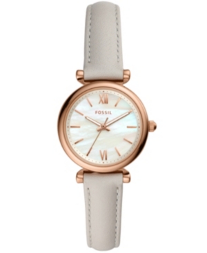 image of Fossil Women-s mini Carlie rose tone off white leather strap