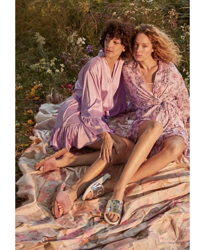 INC International Concepts I.N.C. Satin Printed Flounce Wrap Robe ...