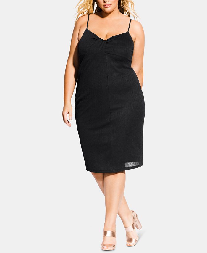 City Chic Trendy Plus Size Twist-Front Ribbed Dress - Macy's