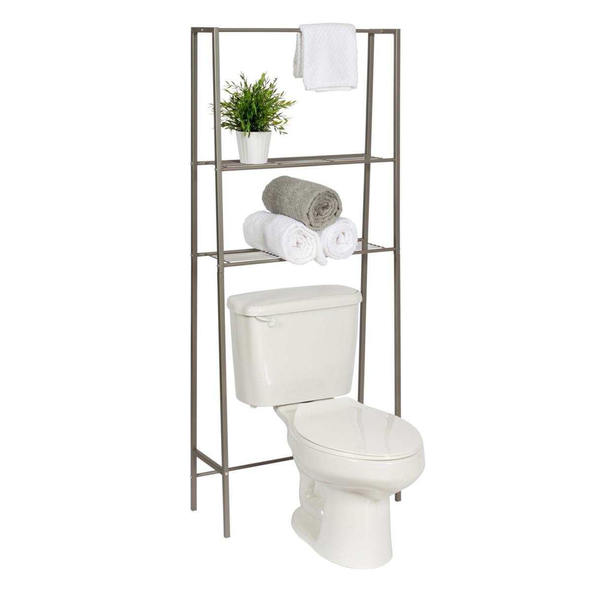 Over-The-Toilet Steel Space Saver Shelving Unit with Baskets - Gray