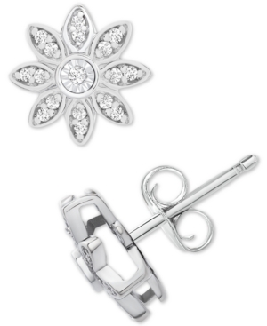 image of Diamond Flower Stud Earrings (1/10 ct. t.w.) in Sterling Silver