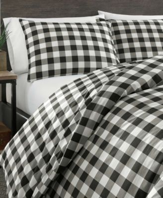 CLOSEOUT! Mountain Plaid Cotton Reversible 3 Piece Comforter Set, King
