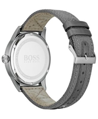 BOSS Men's Legacy Gray Fabric Strap Watch 44mm