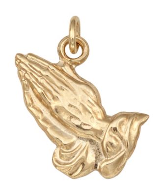 14k gold praying hands pendant