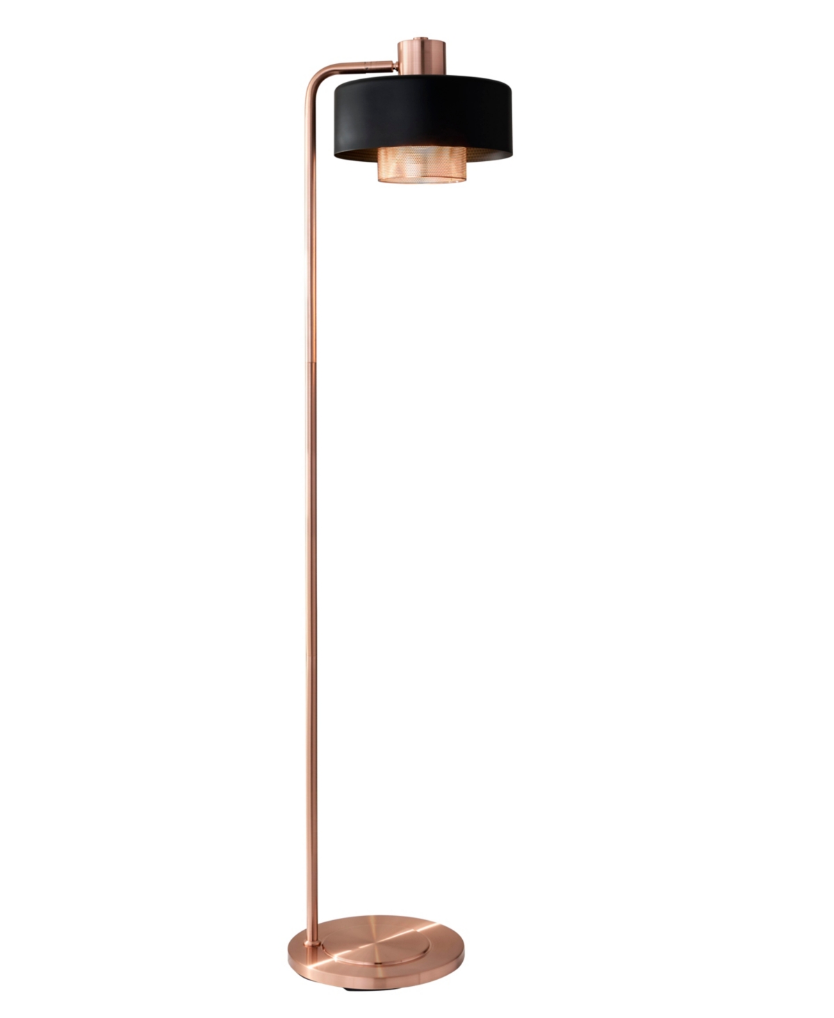Adesso Bradbury Floor Lamp In Black,brushed Copper