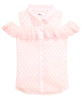Epic Threads - Big Girls Scalloped Ruffle Cold Shoulder Shirt