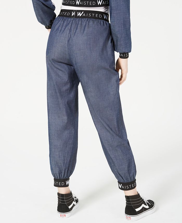 Waisted Cotton Denim Jogger Pants Macy's