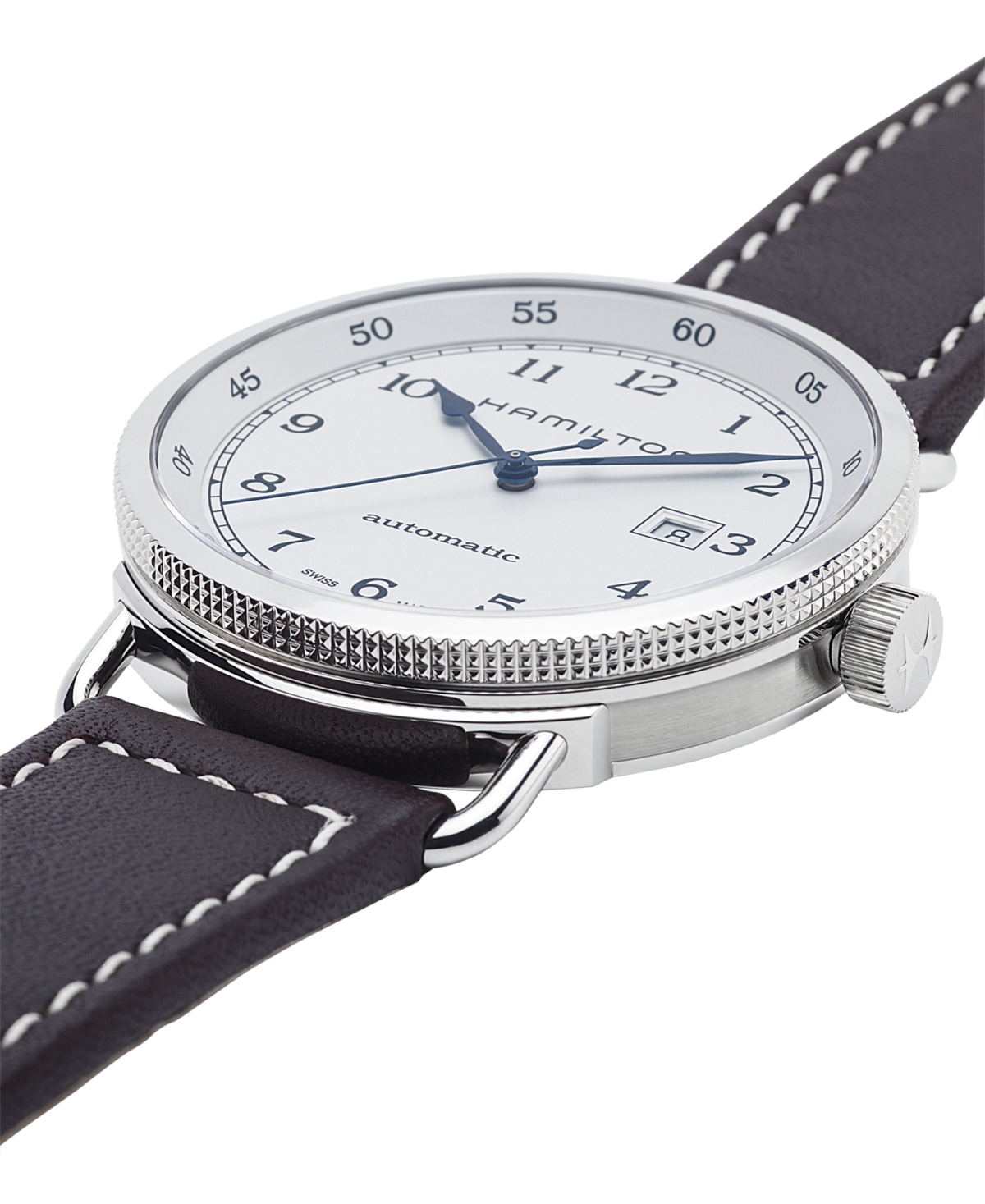 Hamilton Men's Swiss Automatic Khaki Navy Pioneer Brown Leather Strap Watch 43mm H77715553 In No Color