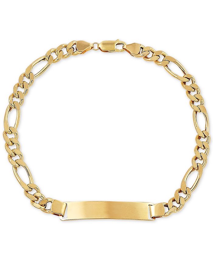 Macy's Men's Figaro Link ID Bracelet in 10k Gold Macy's