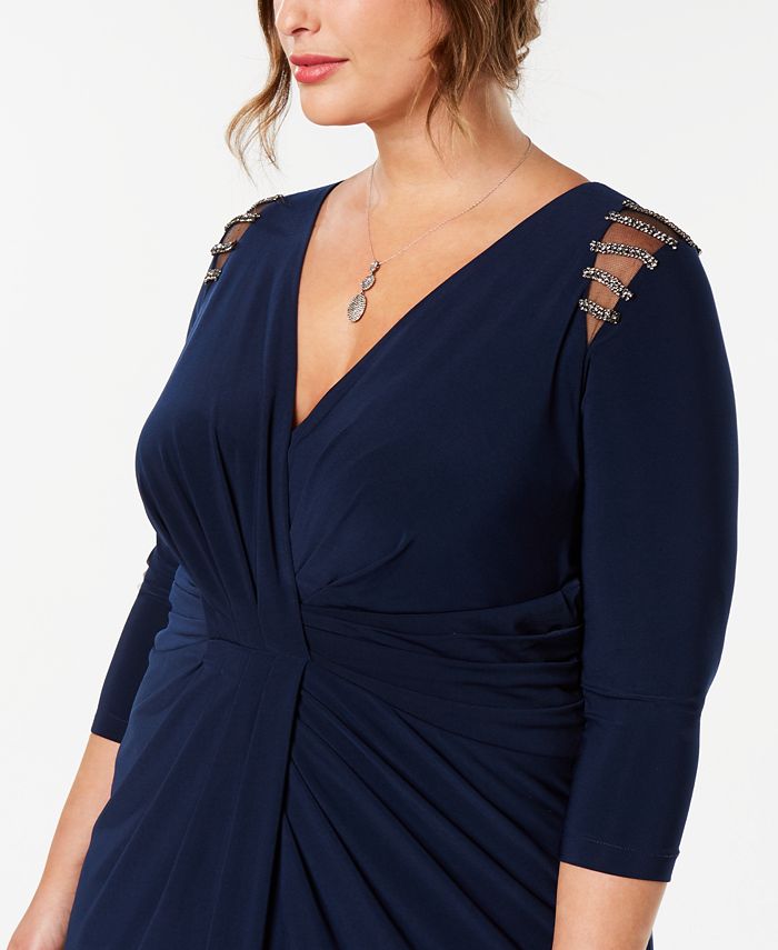 Adrianna Papell Plus Size Embellished Draped Gown - Macy's