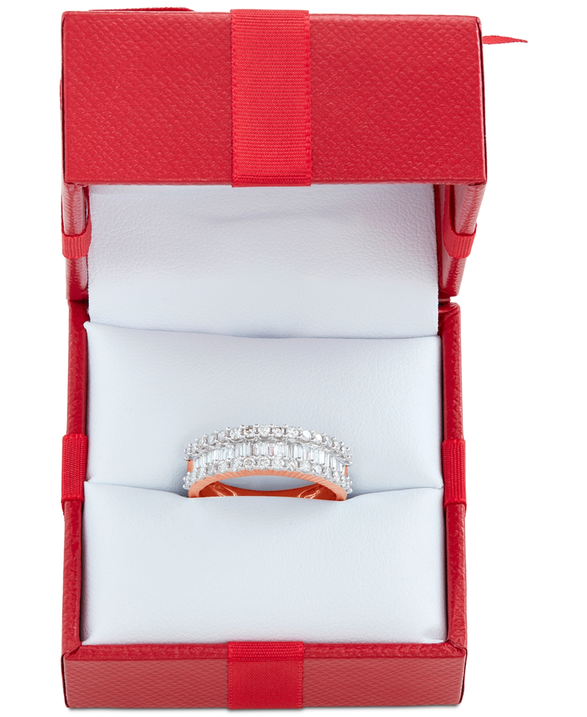 Diamond Baguette Cluster Band (1 ct. t.w.) in 14k White, Yellow or- Rose Gold