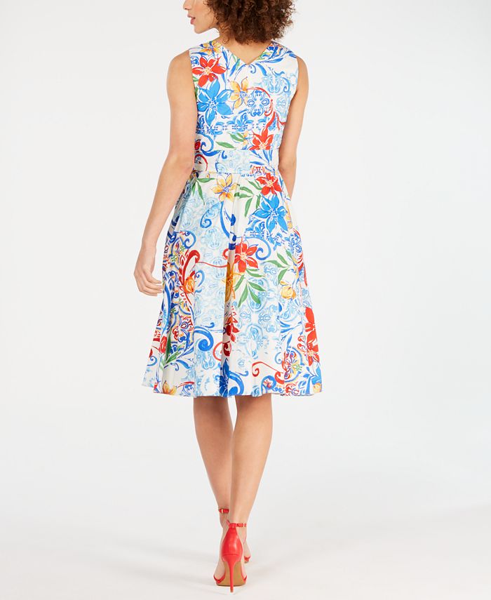Donna Ricco Printed A-Line Dress - Macy's