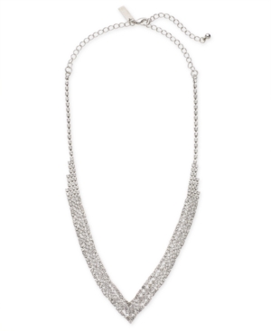 image of Inc Silver-Tone Crystal Pave Choker Necklace, 12
