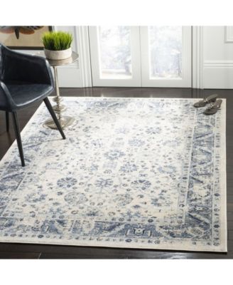 Charleston CHL413 Ivory and Blue 5'3" x 7'6" Area Rug