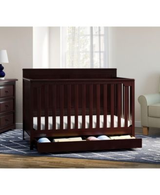 Hadley 5-in-1 Convertible Crib with Drawer (White) –Crib with Drawer Combo