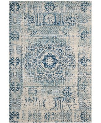 Evoke EVK260 Ivory and Blue 5'1" x 7'6" Area Rug