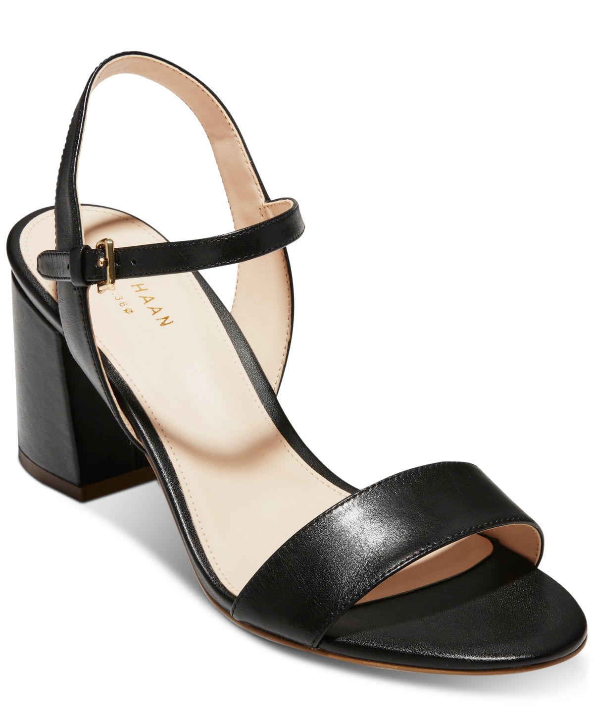 Cole Haan Women's Josie Leather Block Heel Sandals In Black Leather