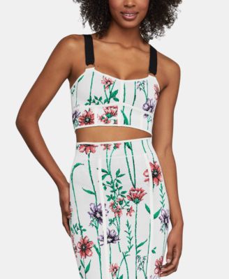BCBGMAXAZRIA - Floral-Jacquard Cropped Top