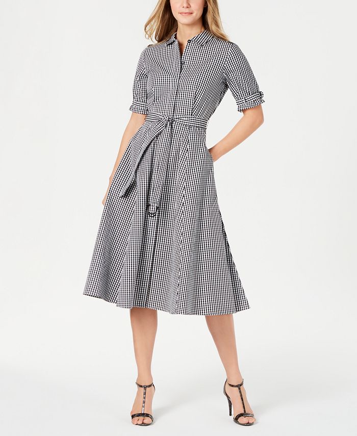 Calvin Klein Cotton Short-Sleeve Midi Shirtdress - Macy's