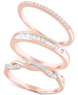 Macy's - 3-Pc. Set Diamond Stacking Rings (1/4 ct. t.w.)