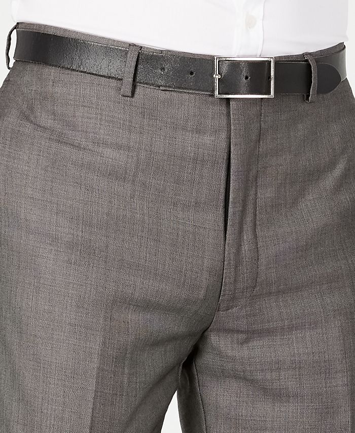 Calvin Klein Men's X Slim-Fit Stretch Charcoal Mini Grid Suit Pants ...