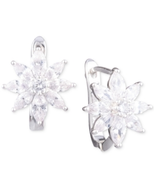 image of Anne Klein Silver-Tone Crystal Flower Stud Earrings