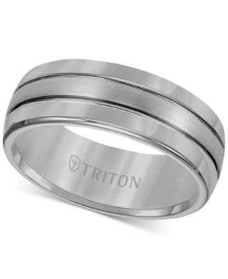 Triton Mens Ring 8mm 3-Row Wedding Band in Classic or Black Tungsten - Tungsten 450$