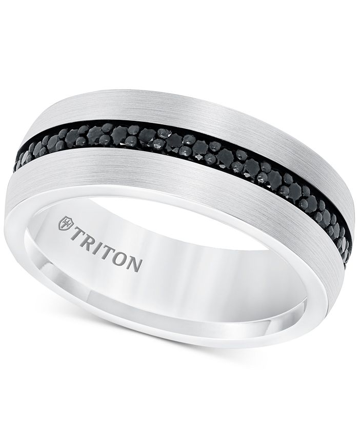 Triton - Black Sapphire Band (7/8 ct. t.w.) in White Tungsten Carbide