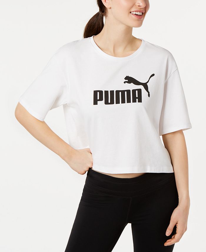 Puma Women's Cotton Cropped Logo T-Shirt - Macy's