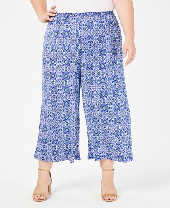 NY Collection Plus Size Printed Gaucho Pants & Reviews - Pants ...