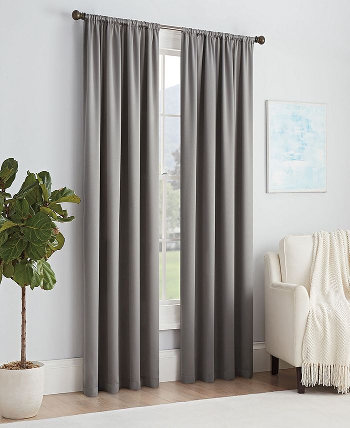 Eclipse Thermapanel Midnight Solid Polyester 37 In. W X 63 In. L Room Darkening Pair Grommet Top Curtain Panel Fzh04lby1ing