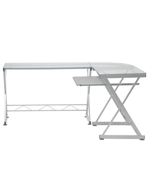 Rta Products Techni Mobili L Shaped Glass Top Computer Desk