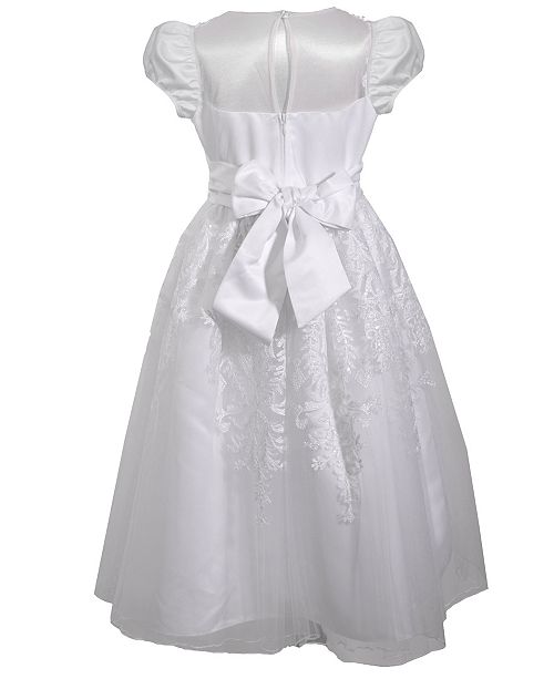 Bonnie Jean Embroidered Illusion Cap Sleeve Communion Dress & Reviews