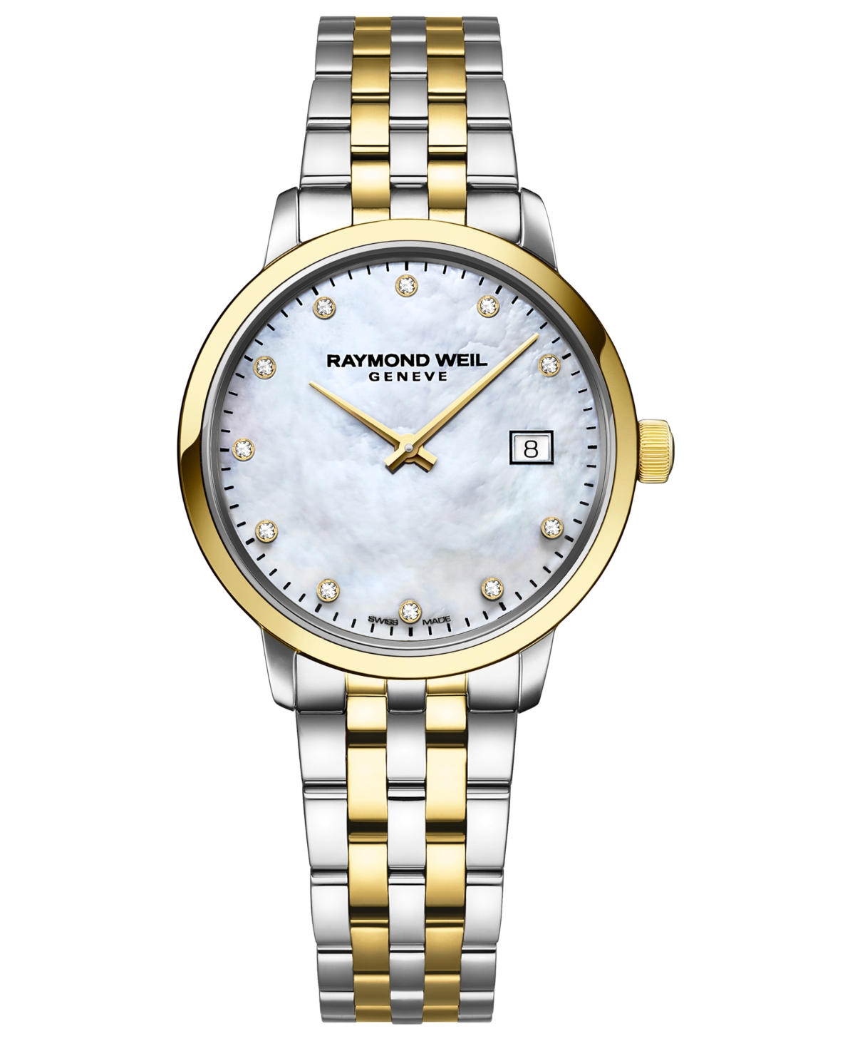 Shop Raymond Weil Women's Swiss Toccata Diamond-accent Two-tone Stainless Steel Bracelet Watch 29mm In Two Tone
