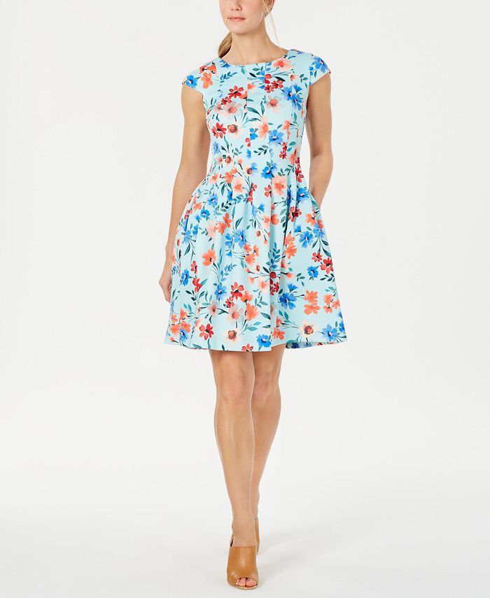 Calvin Klein Petite FloralPrinted Fit & Flare Dress Macy's