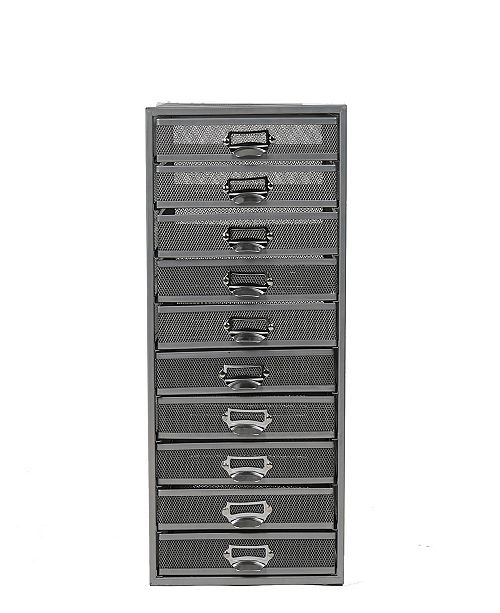 Mind Reader Mesh 10 Drawer Cabinet Metal Storage Drawers File