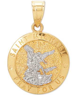 10k White Gold US Navy Reversible St Michael Pendant Necklace