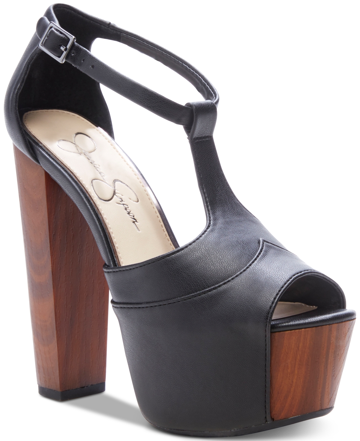 Shop Jessica Simpson Women's Dany T-strap Platform High-heel Sandals In Black